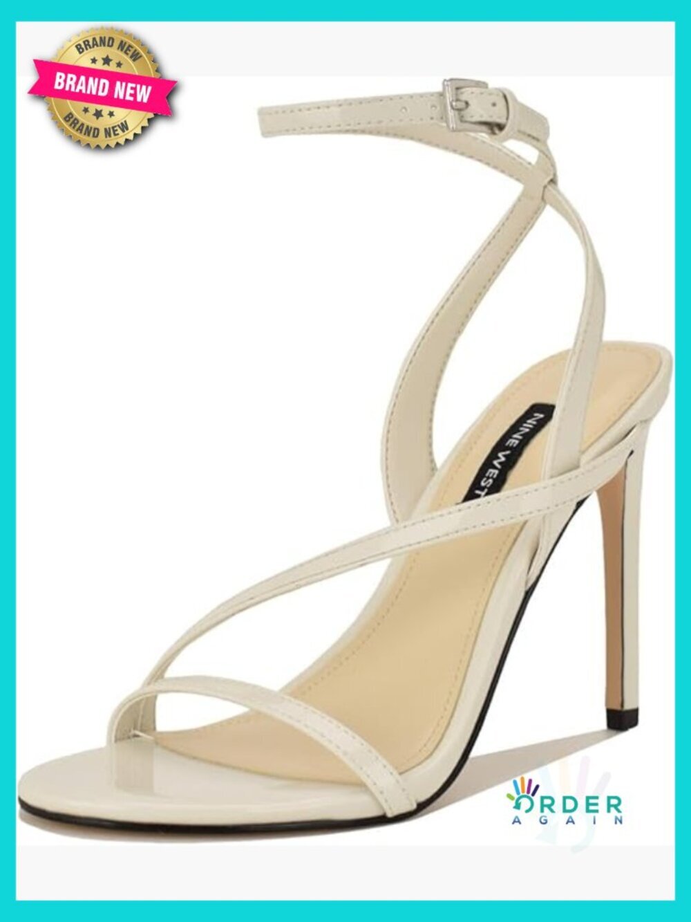 Stiletto Heeled Sandals Dressy Adjustable Ankle Strap Square Toe Faux Leather